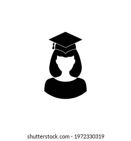woman in graduation cap flat vector   education flat  icon