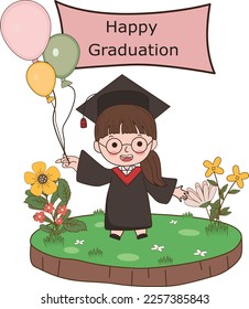 woman in graduation gown holding balloons