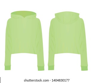 Woman green crop hoodie. vector illustration