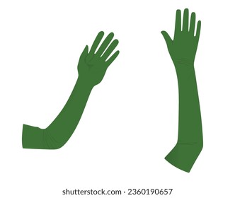 Woman green elegant gloves. vector