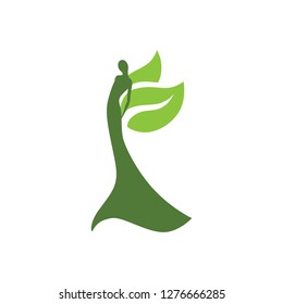  Woman with green leaf wings