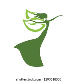  Woman with green leaf wings