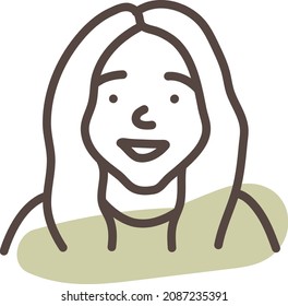 Woman with green shirt, illustration, vector, on a white background.