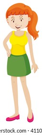 Woman in green skirt illustration