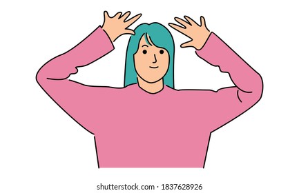 Woman greeting, waving hand gesture