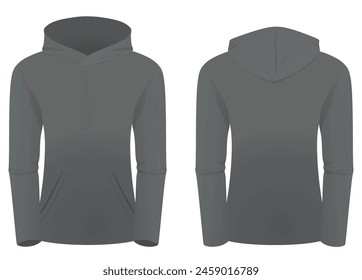 Woman grey hoodie. vector illustration