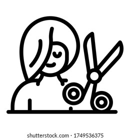 Woman groomer icon. Outline woman groomer vector icon for web design isolated on white background