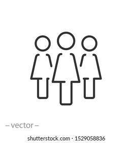 woman group icon, women leadership, thin line web symbol on white background - editable stroke vector illustration eps 10
