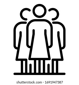 Woman group social service icon. Outline woman group social service vector icon for web design isolated on white background