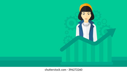 Woman with growing chart.