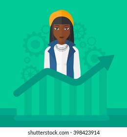 Woman with growing chart.