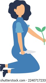 Woman growing plant sapling, People gardening. Woman planting gardens flowers, agriculture gardener hobby and garden job, Gardening person, gardener flowers cutter working
