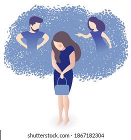 Woman with guilt complex. Inner control metaphor vector illustration. Mental health problem, self discipline concept. Tormenting internal restrictions, psychological boundaries idea