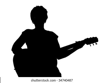 Woman guitarist silhouette