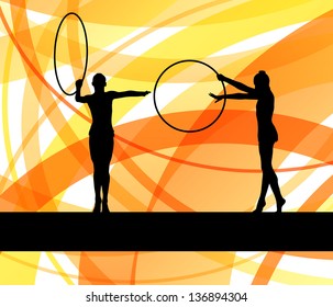 Woman Gymnast With Hoop Vector Background