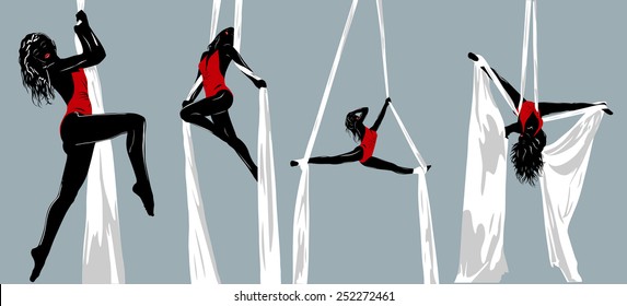 Woman gymnast silhouettes. EPS 10 format.