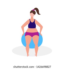 Woman with gymnastic ball. Healthy lifestyle concept. Vector illustration.