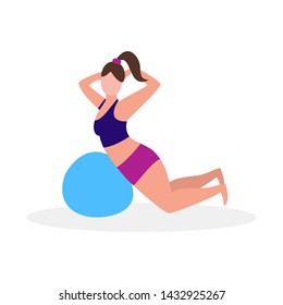 Woman with gymnastic ball. Healthy lifestyle concept. Vector illustration.