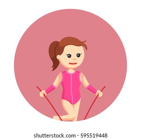 woman gymnastic with rope in circle background