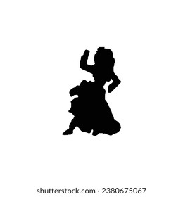 Woman gypsy dancer icon. Simple style gypsy dance lessons poster background symbol. Woman gypsy dancer brand logo design element. Woman gypsy dancer t-shirt printing. Vector for sticker.