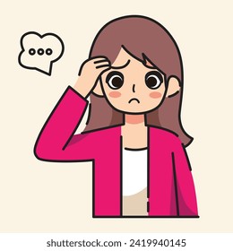 The woman had a confused expression and was asking questions flat design vector illustration