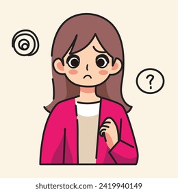 The woman had a confused expression and was asking questions flat design vector illustration