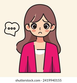 The woman had a confused expression and was asking questions flat design vector illustration