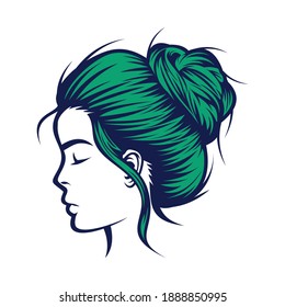 woman hair bun hairstyle vector