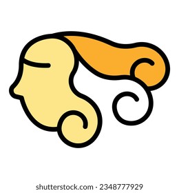 Woman hair care icon outline vector. Barber shampoo. Salon hairdresser color flat