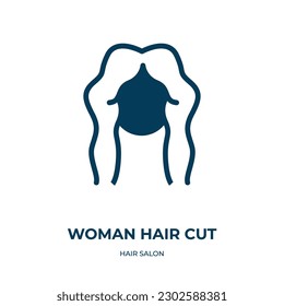 woman hair cut vector icon. woman hair cut, beauty, haircut filled icons from flat hair salon concept. Isolated black glyph icon, vector illustration symbol element for web design and mobile apps