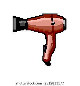 woman hair dryer game pixel art retro vector. bit woman hair dryer. old vintage illustration