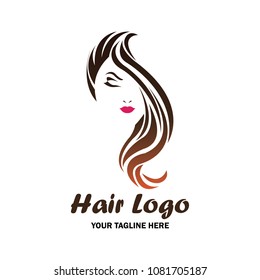 woman hair logo with text space for your slogan / tagline, vector illustration