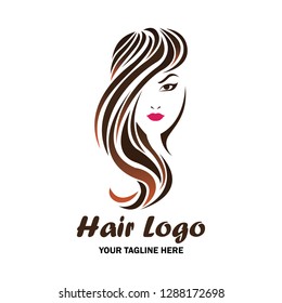 woman hair logo with text space for your slogan / tagline, vector illustration