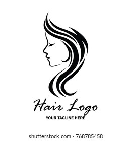woman hair logo with text space for your slogan / tagline, vector illustration