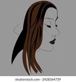 woman with hair portrait  woman, line, sketch, gir