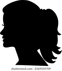 woman hair profile female lady side silhouette black vector icon illustrator 