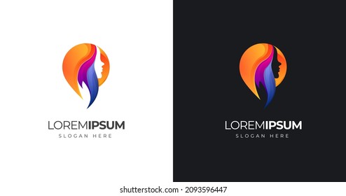 woman hair salon colorful logo design