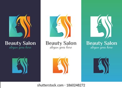 woman hair salon gradient logo design