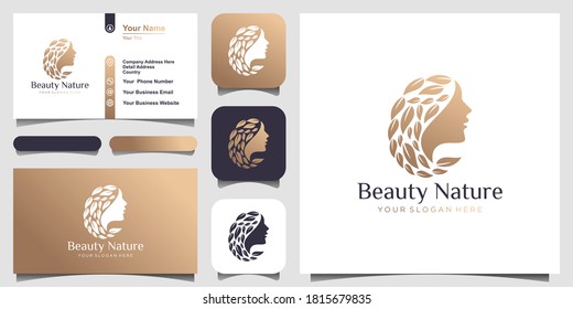 woman hair salon logo and business card design. Abstract design concept for beauty salon, massage, magazine, cosmetic and spa.