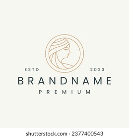 Woman hair salon logo design Premium Vector.