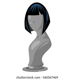 Woman hair style black color on the fashion mannequin. Vector cartoon set isolated on a white background.