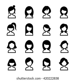 Woman hair style icon set