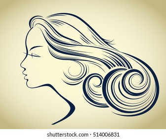 Woman Hair Style Silhouette. Female Fashion Profile. Vector Illustration. Isolated Vector Girl.