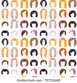 Woman hair styling seamless pattern background vector illustration