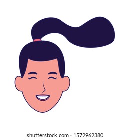 woman with hair tail icon over white background, vector illustration