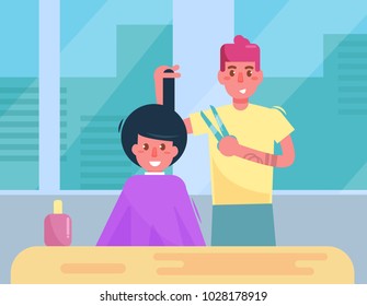 Woman haircut hairdressing salon