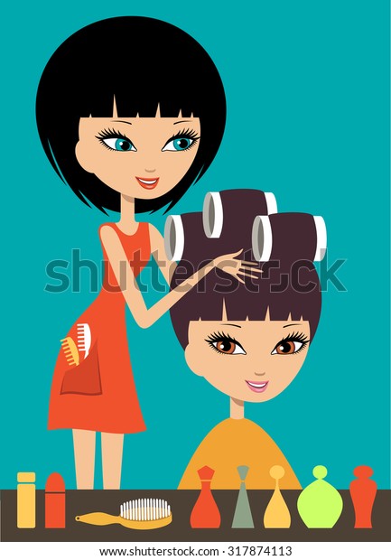 Woman Hairdressing Beauty Salon Vector Illustration Stock Vector