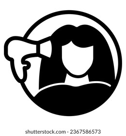 Woman with hairdryer solid icon, hairdresser salon concept, girl with hairdryerector sign on white background, hairdryer glyph style for mobile concept and web design. Vector graphics