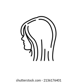 Woman hairstyle color line icon. Beauty industry. Hairdresser service. Pictogram for web page, mobile app, promo.
