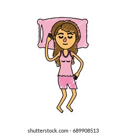 woman with hairstyle desing sleeping